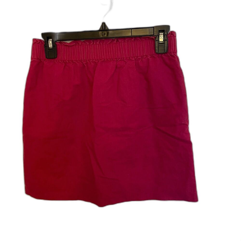 J. Crew Linen Blend High Waisted Elastic Skirt Sz 2 Preppy Travel Beach Stretch